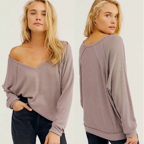 We The Free Tops - Free People We The Free Santa Clara Thermal Top In Mauve Oversized Small
